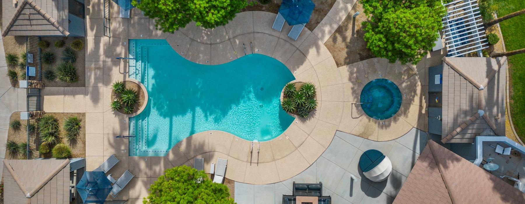 a large building with a pool in the middle